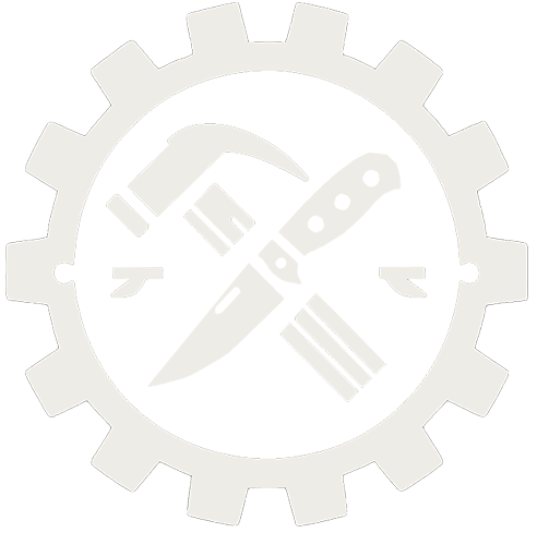 hammer og kniv inne i et tannhjul